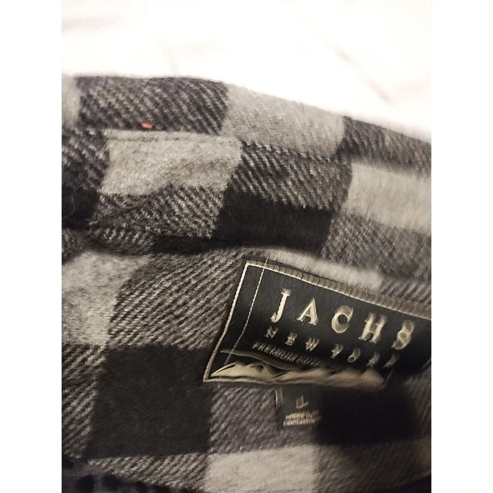 Jachs Wool Blend Flannel Quilted Shirt Jacket Plaid Mens L Shacket Cowboy Warm